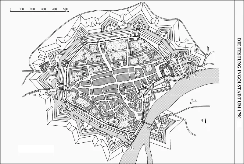 Plan der Festung Ingolstadt um 1790