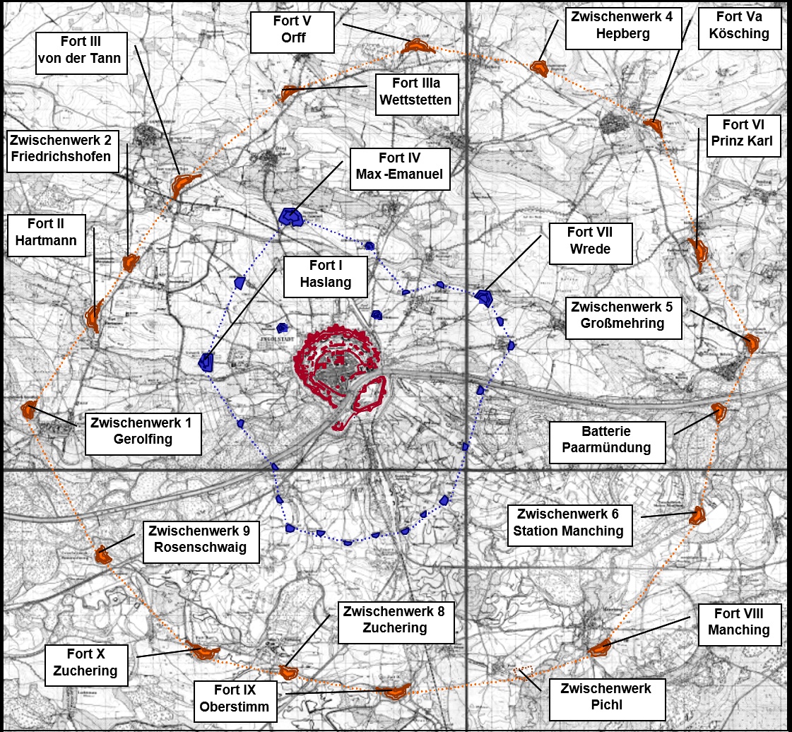 Übersichtsplan zum äußeren Fortgürtel