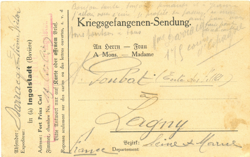 Postkarte Fort Prinz Carl 1914 - Vorderseite