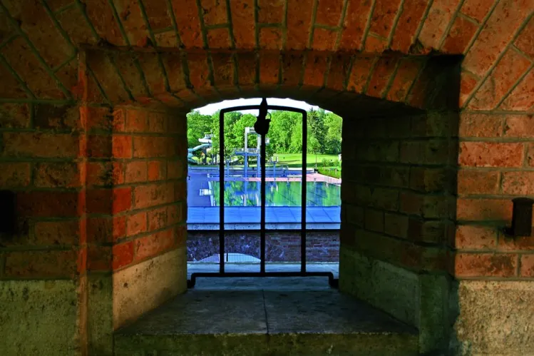 Blick auf Freibad